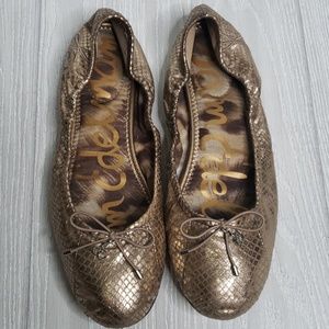 Sam Edelman Gold Leather Felicia Flats Size 7.5